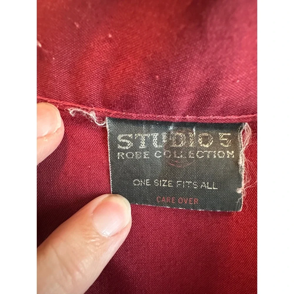 Studio 5 Robe Collection Mens One Size Burgundy White Piping Wrap Robe USA #0062